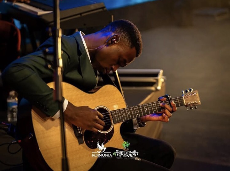 Playing the guitar